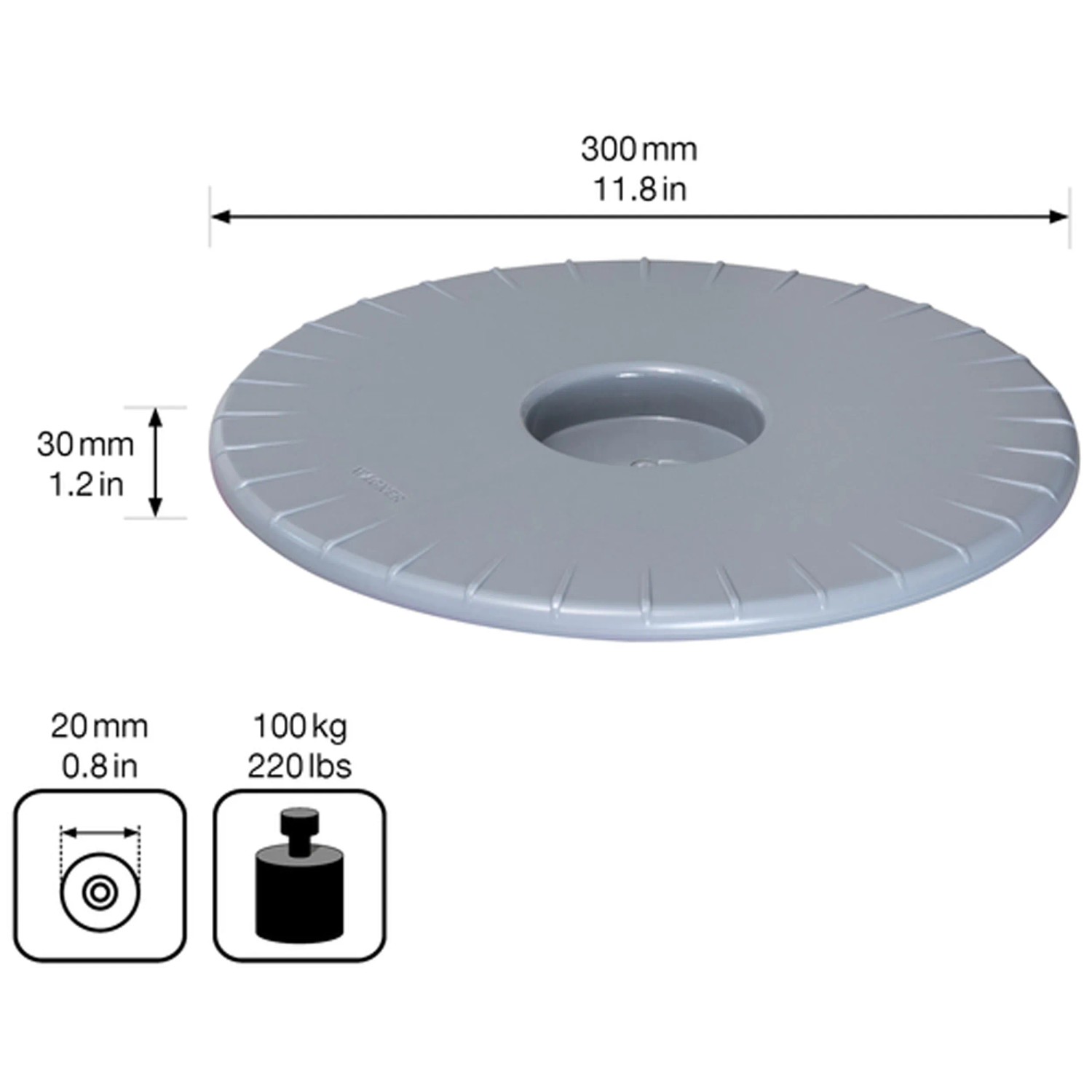 Wagner Pflanzenroller Ultraflat GH 0450, silberner Rolluntersetzer, Ø 30 cm, Tragkraft 100 kg.