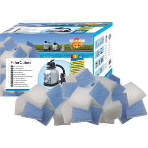 Summer Fun Filtercubes 320g für Pool-Filteranlagen. Filterwürfel aus Polyester, blau/weiß.
