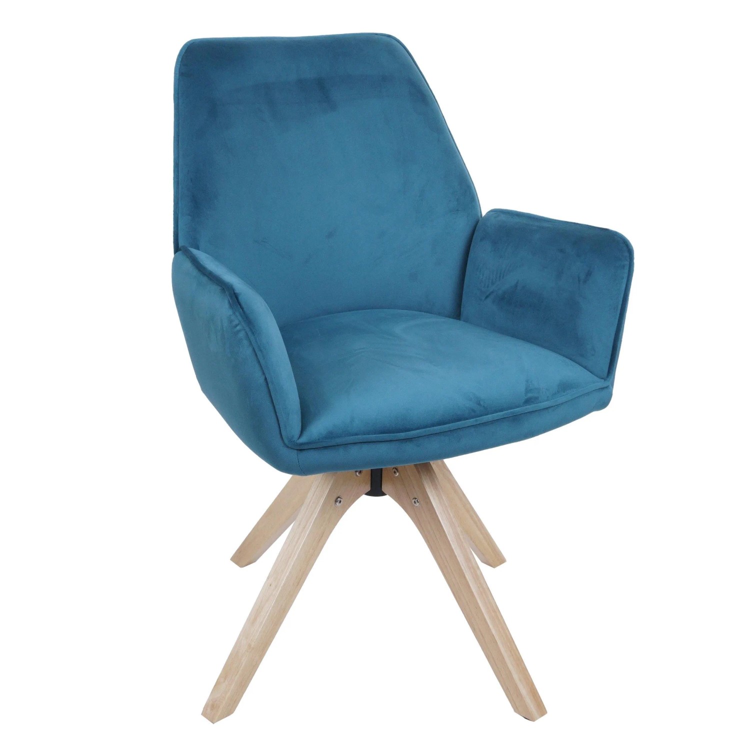 MCW Esszimmerstuhl G67 Drehbar Holz Samt Türkis-Blau