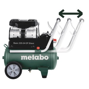 Metabo Kompressor Basic 220-24 OF Silent, ölfrei, mobil mit verstellbarem Griff.