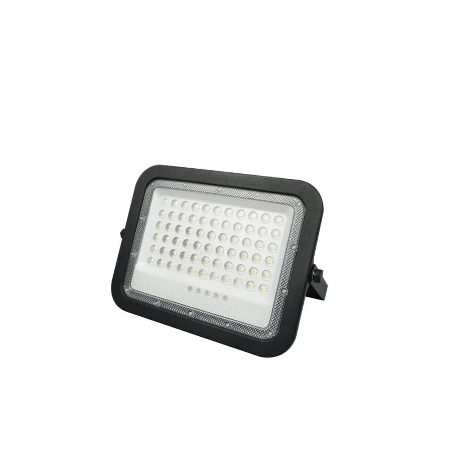 Schwarzer ENOVALITE Solarstrahler PRO 50W für den Außenbereich. Solar Fluter mit kaltweißem Licht.
