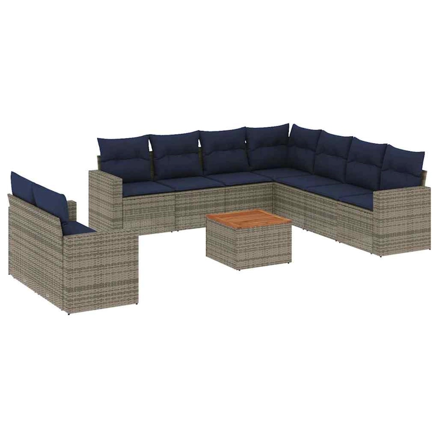 vidaXL 10-Tlg Garten-Sofagarnitur mit Kissen Grau Poly Rattan 3256523 günstig online kaufen