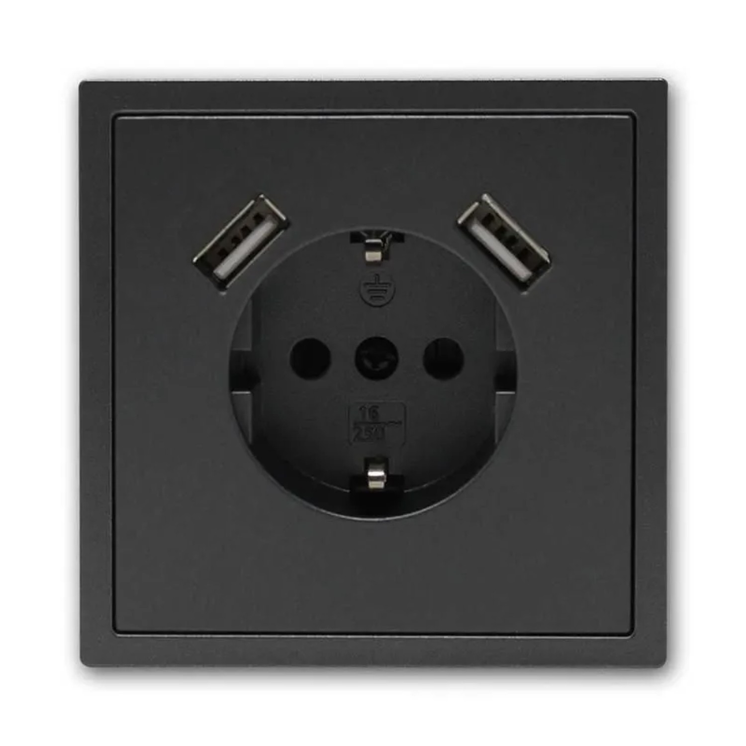 McPower Steckdose SHALLOW Anthrazit 2xUSB A 5V21A mit Rahmen