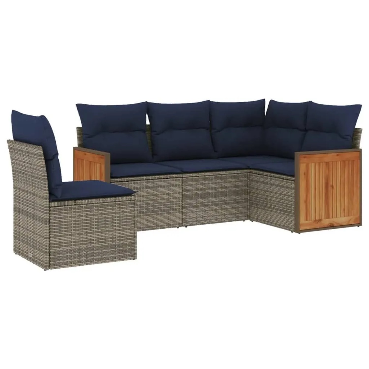 vidaXL 5-Tlg Gartensofa-Set mit Kissen Grau Polyrattan 3227657 günstig online kaufen