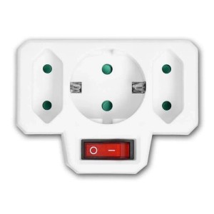 world-trading-net Steckdosen-Adapter Schutzkontakt 2+1 mit Schalter