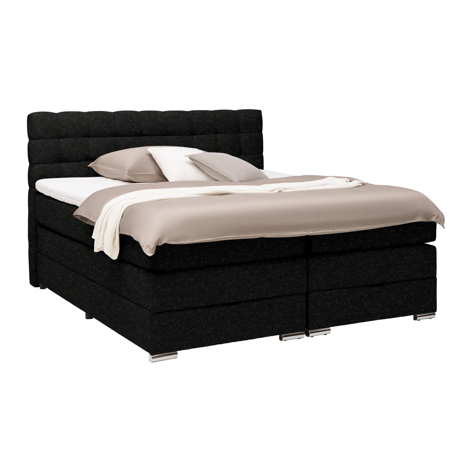Premium Living Boxspringbett London Schwarz ca. 180x200cm