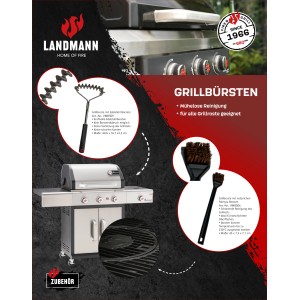 Landmann Reinigungsbürste Palmyra, 45,5 cm, für Grills und Grillroste. Effektive Grillutensilien zur Reinigung.