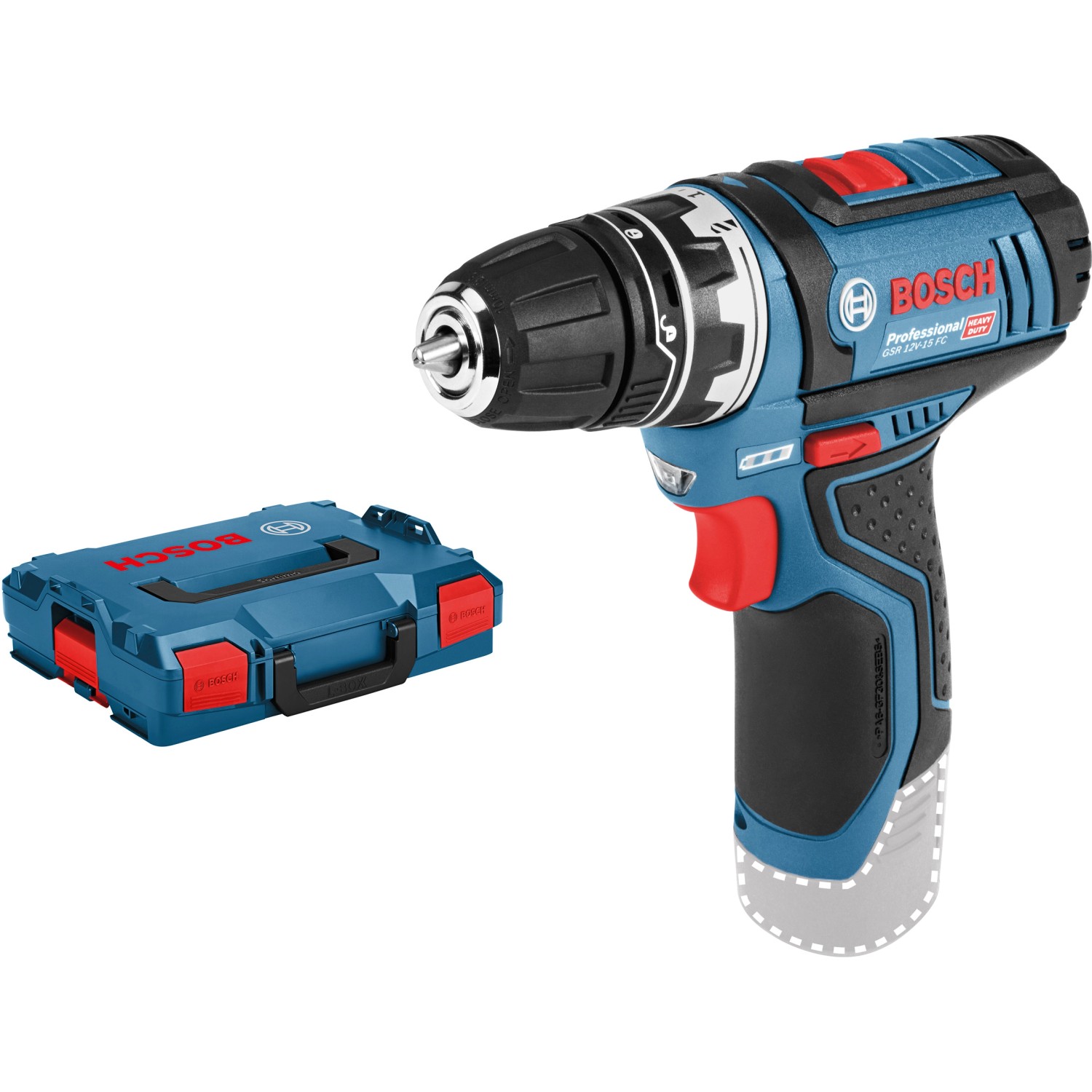 Bosch Professional Akku-Bohrschrauber GSR 12V-15 FC Solo mit L-Boxx