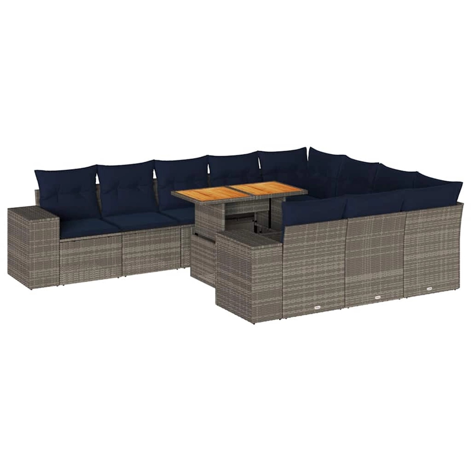 vidaXL 11-Tlg Garten-Sofagarnitur mit Kissen Grau Poly Rattan 3327428 günstig online kaufen