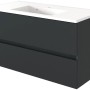 Held Möbel Einzelwaschtisch Verona, 80 cm, Grau Matt, mit Softclose und weißem Waschbecken.