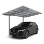 Ximax Alu Carport Linea Typ 60 in Edelstahl-Optik mit Auto. Einzelcarport mit transparentem Dach.