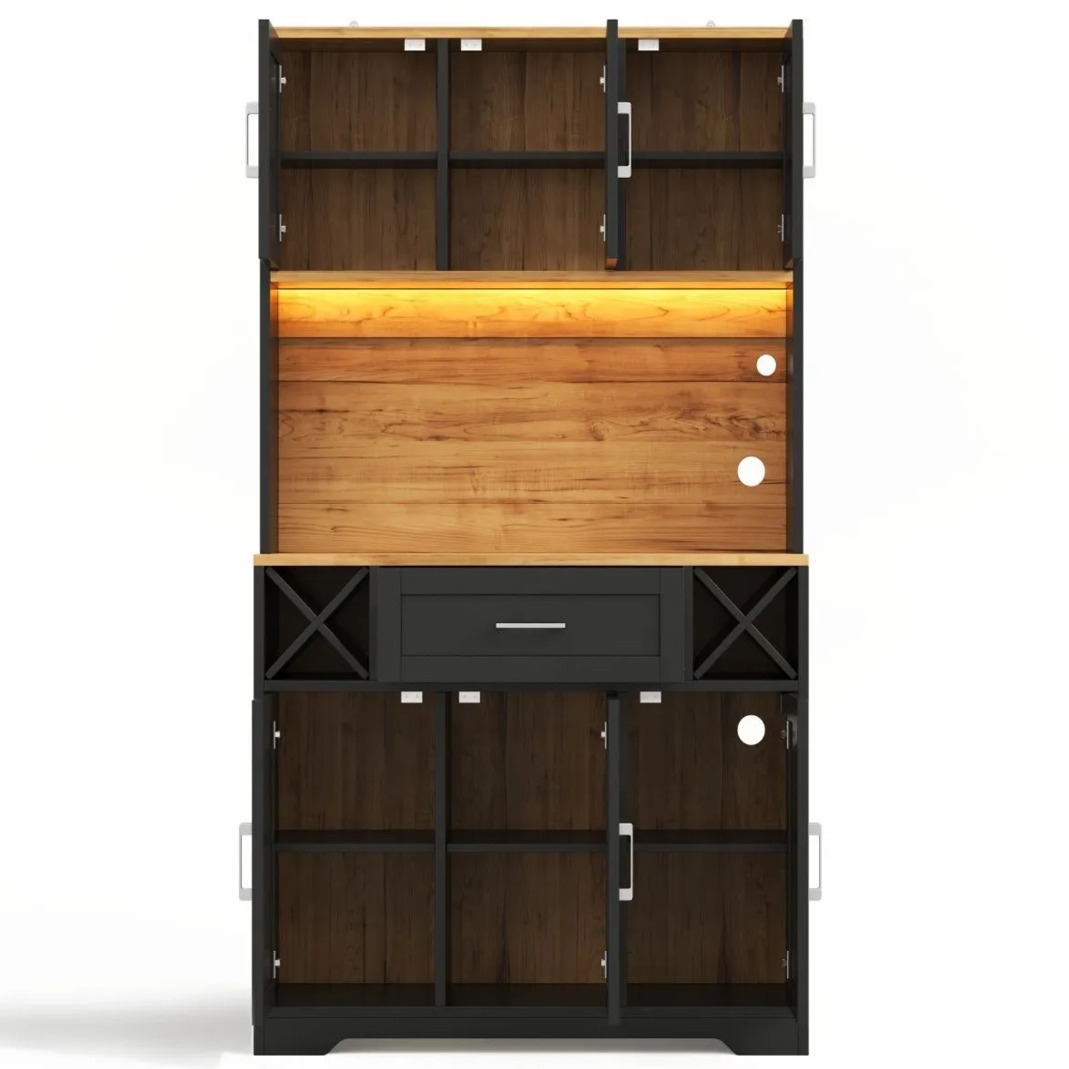 Merax Küchenschrank 180x105x40 cm LED Weinregale Weinschrank Vitrine