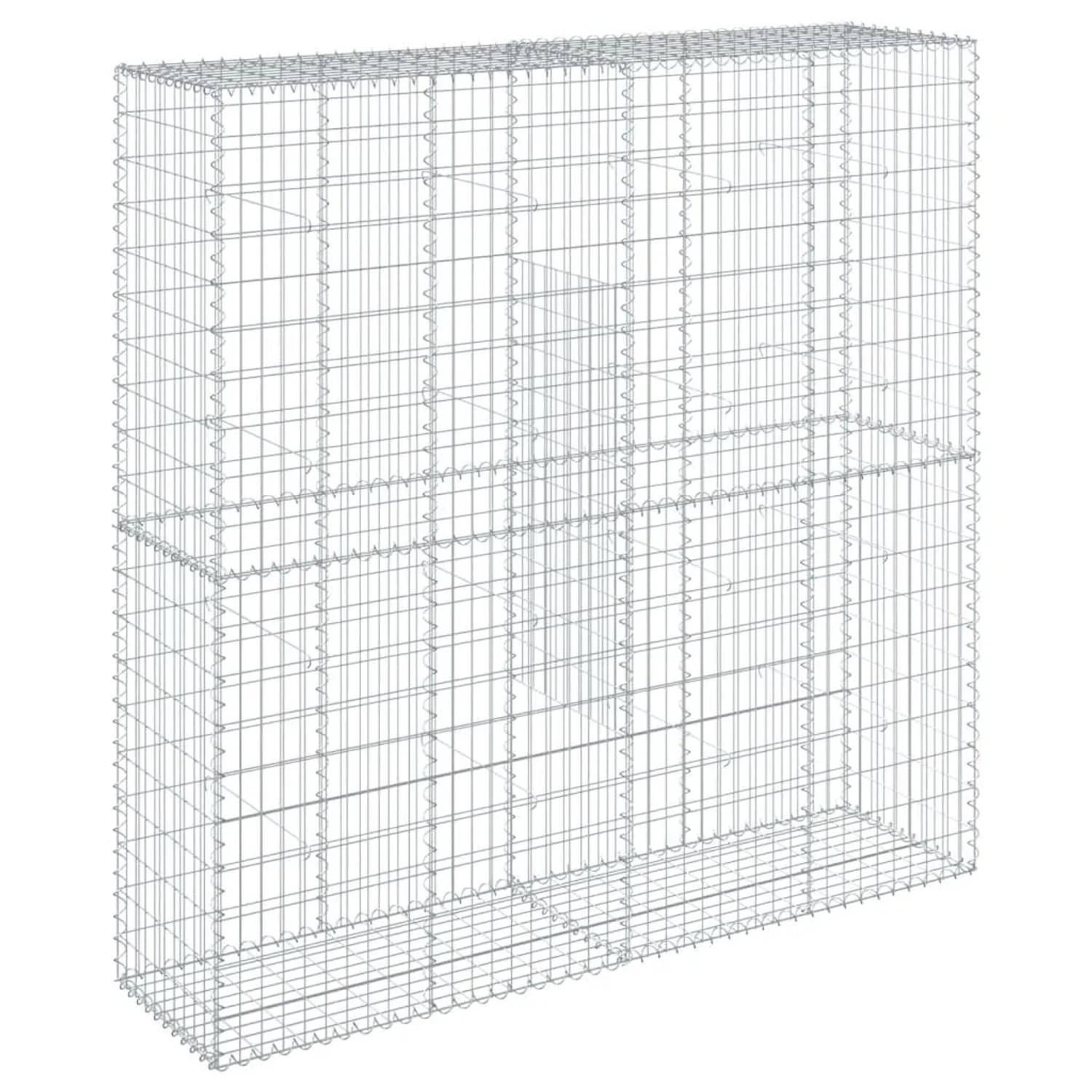 Silberne vidaXL Gabione mit Deckel, 200x50x200 cm, aus Eisendraht für Hochbeete.