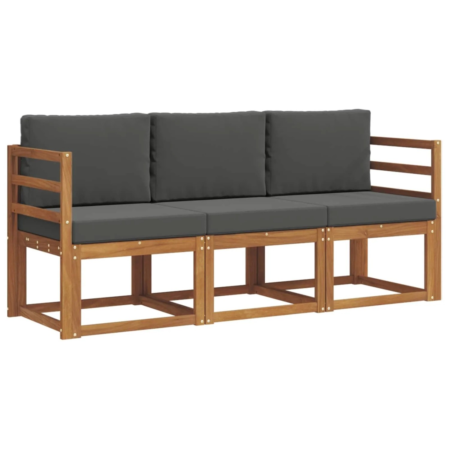 vidaXL Outdoor-Sofagarnitur mit Kissen 3-Tlg Natur und Anthrazit 3365925