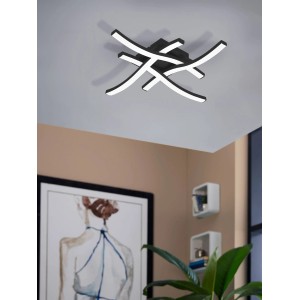 Moderne, schwarze LED-Deckenleuchte EGLO CABEZAS 1, 425x425mm, warmweißes Licht für Wohnzimmer & Esszimmer.