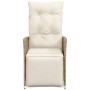 Beige, verstellbarer vidaXL Gartensessel aus Rattan mit Kissen, 2er-Set.