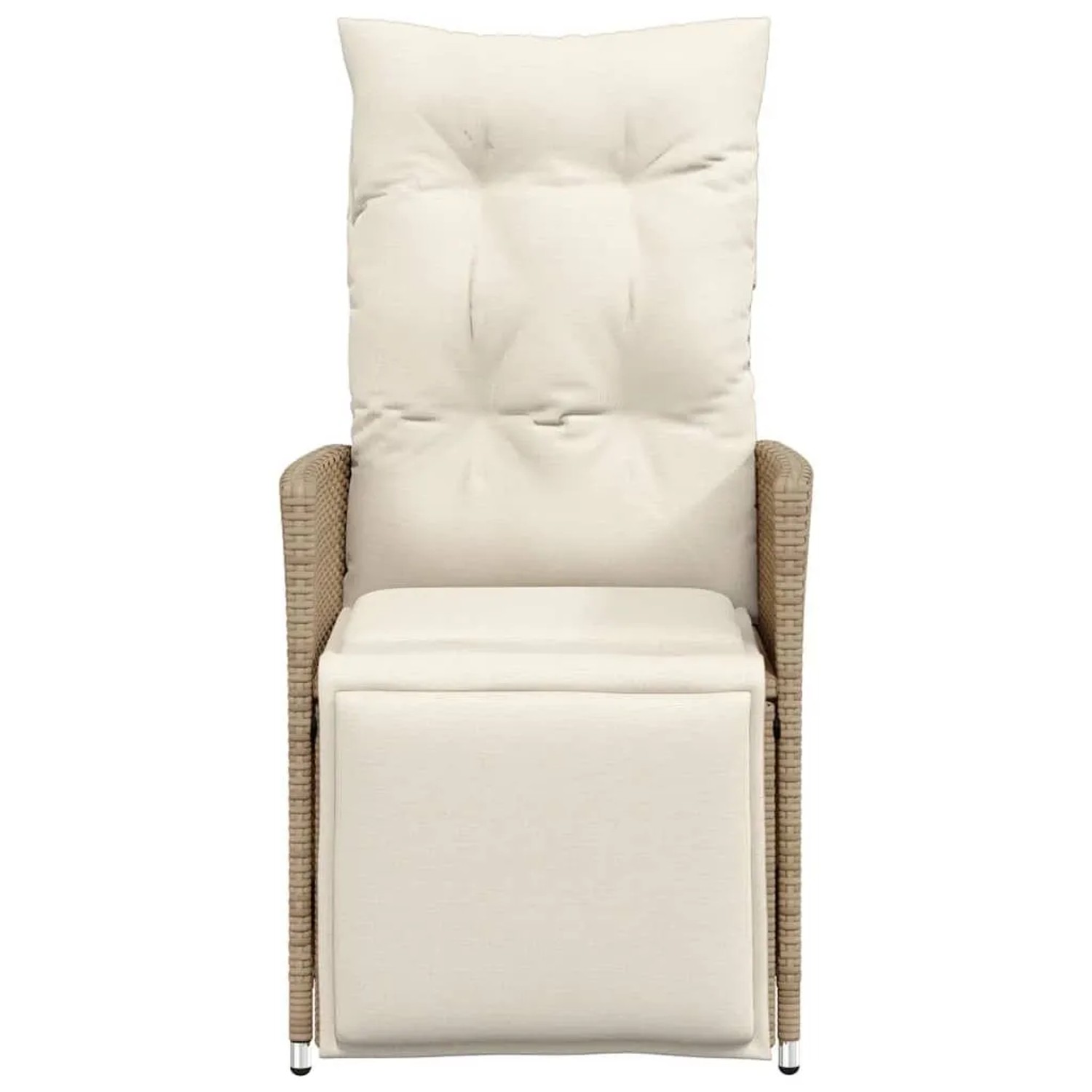 Beige, verstellbarer vidaXL Gartensessel aus Rattan mit Kissen, 2er-Set.
