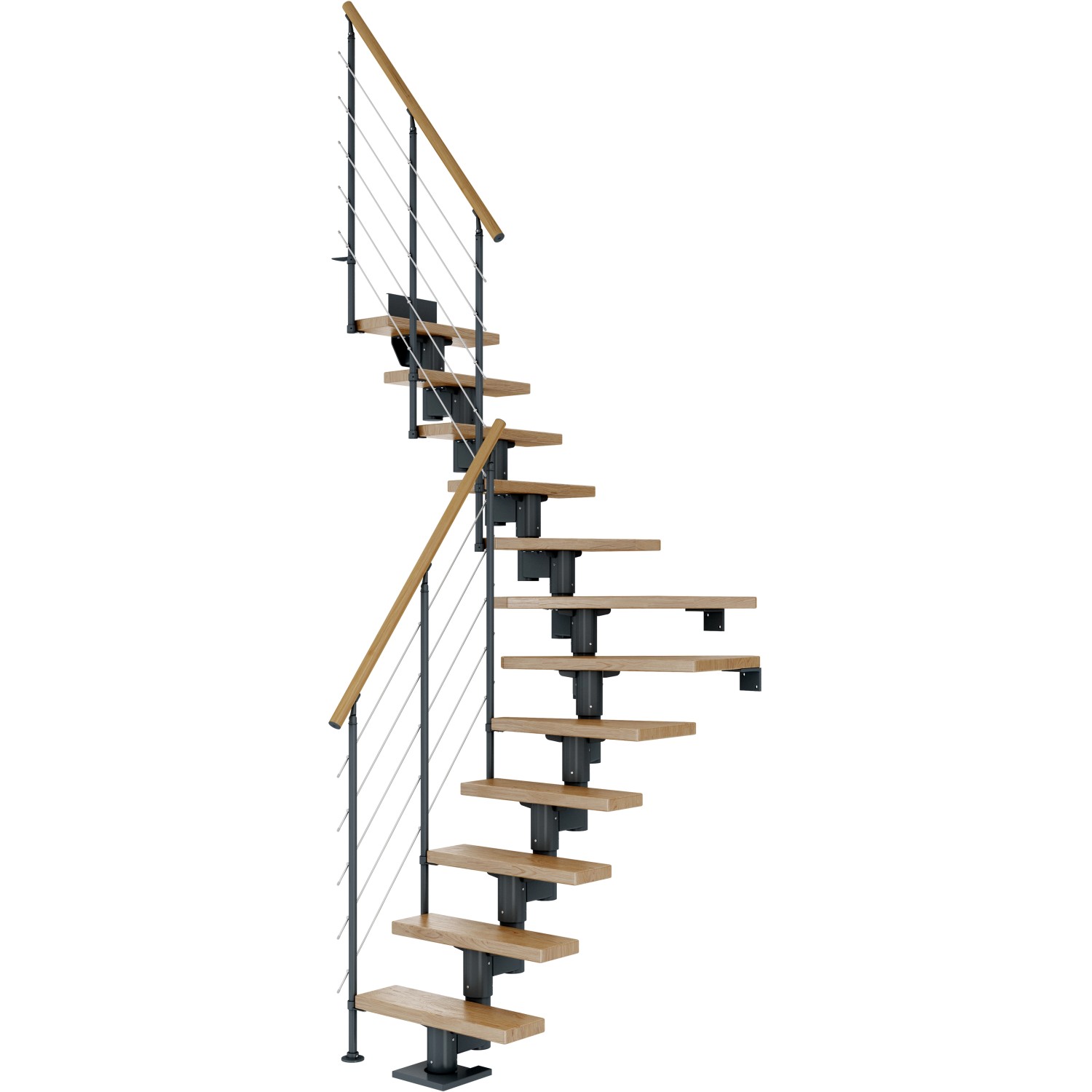 Dolle Mittelholmtreppe Dublin Eiche Anthrazit GH bis 337 cm 1/4 Gewendelt 75 cm