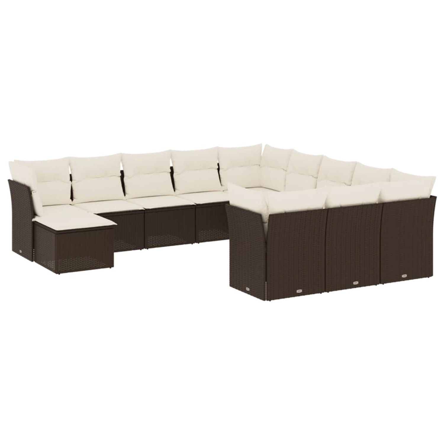 vidaXL 12-Tlg Garten-Sofagarnitur mit Kissen Braun Poly Rattan 3250472 günstig online kaufen
