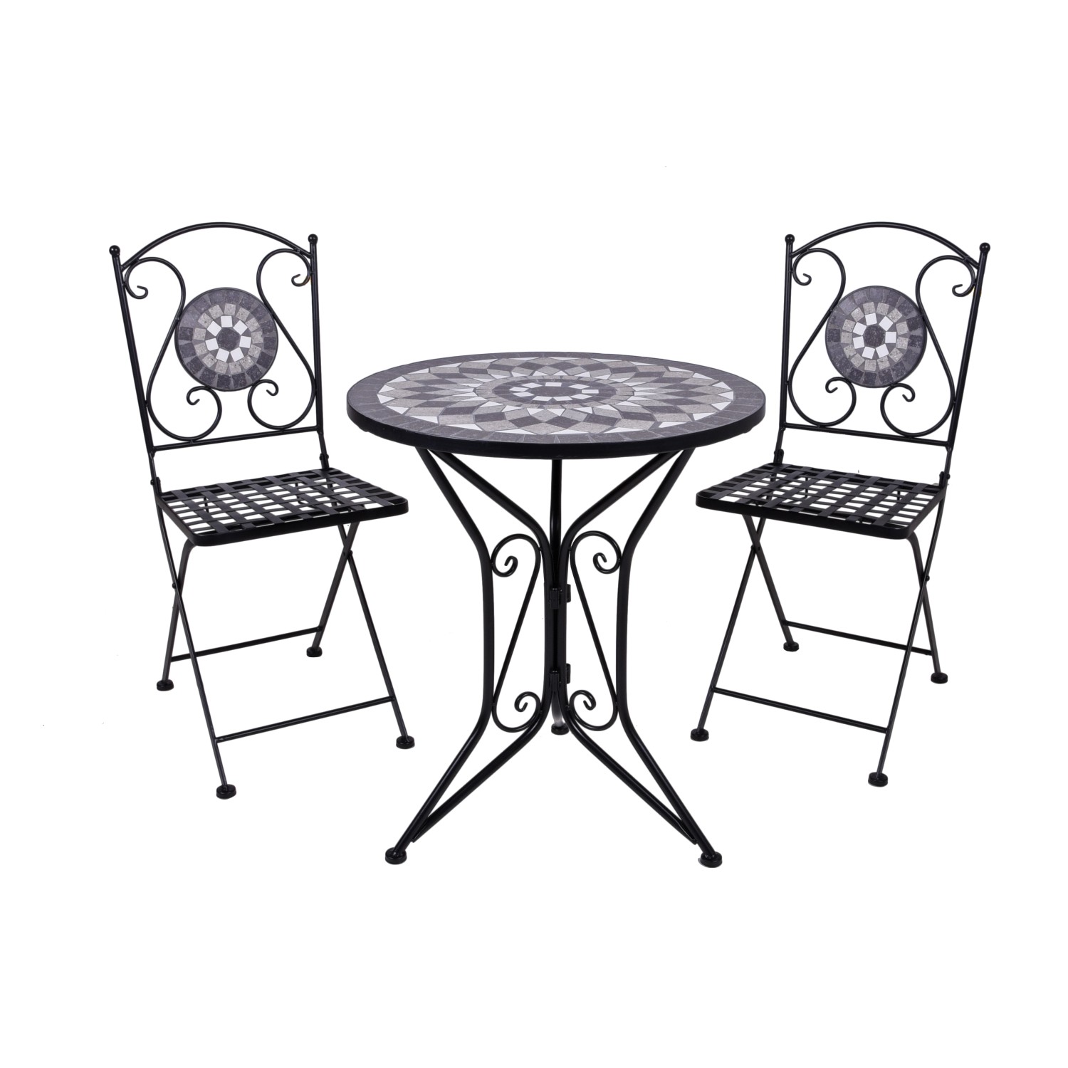 Garden Pleasure Balkonset Jalua 3-teilig Weiß-Grau günstig online kaufen