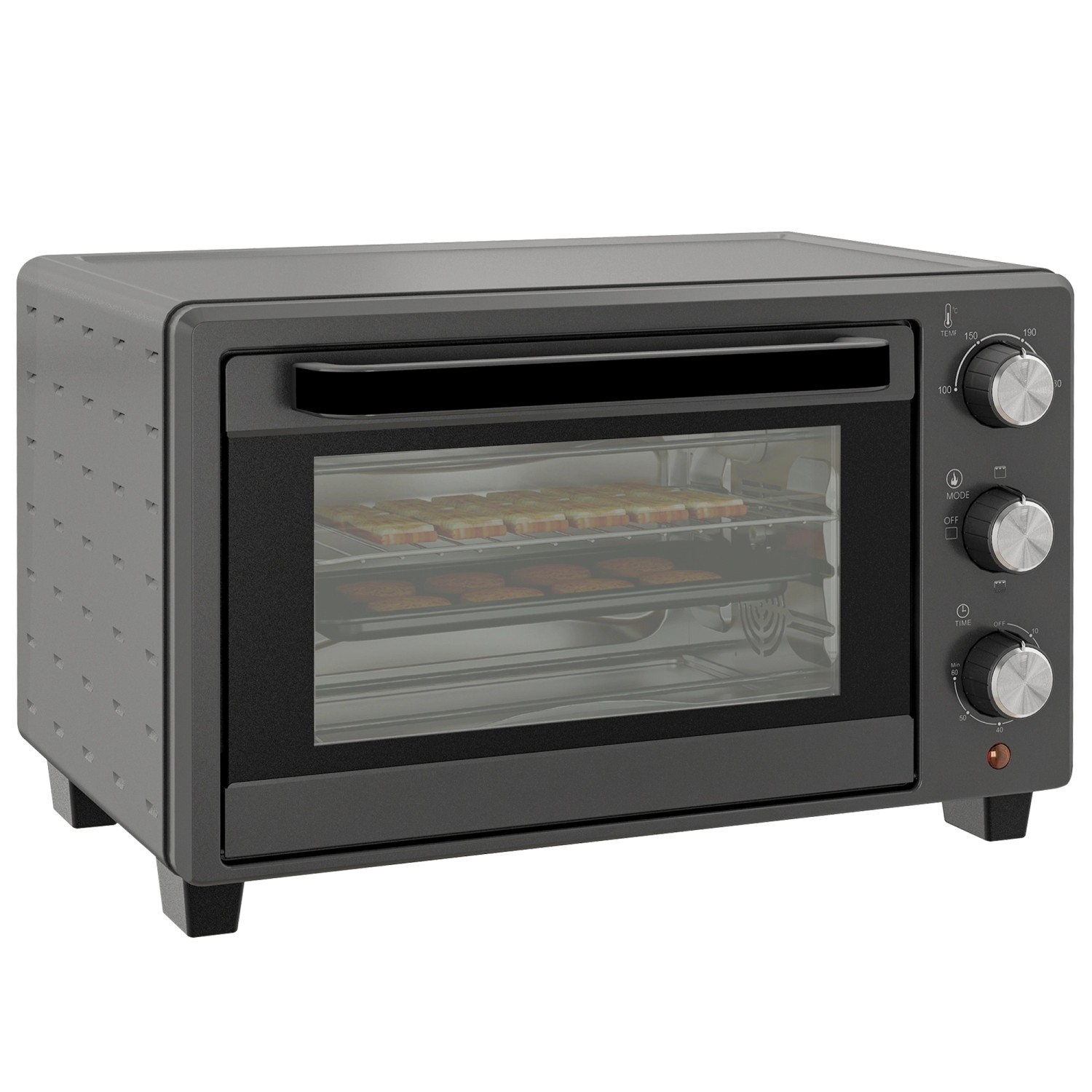 HOMCOM Minibackofen Metall Edelstahl Grau 46,4L x 38B x 28,5H cm günstig online kaufen