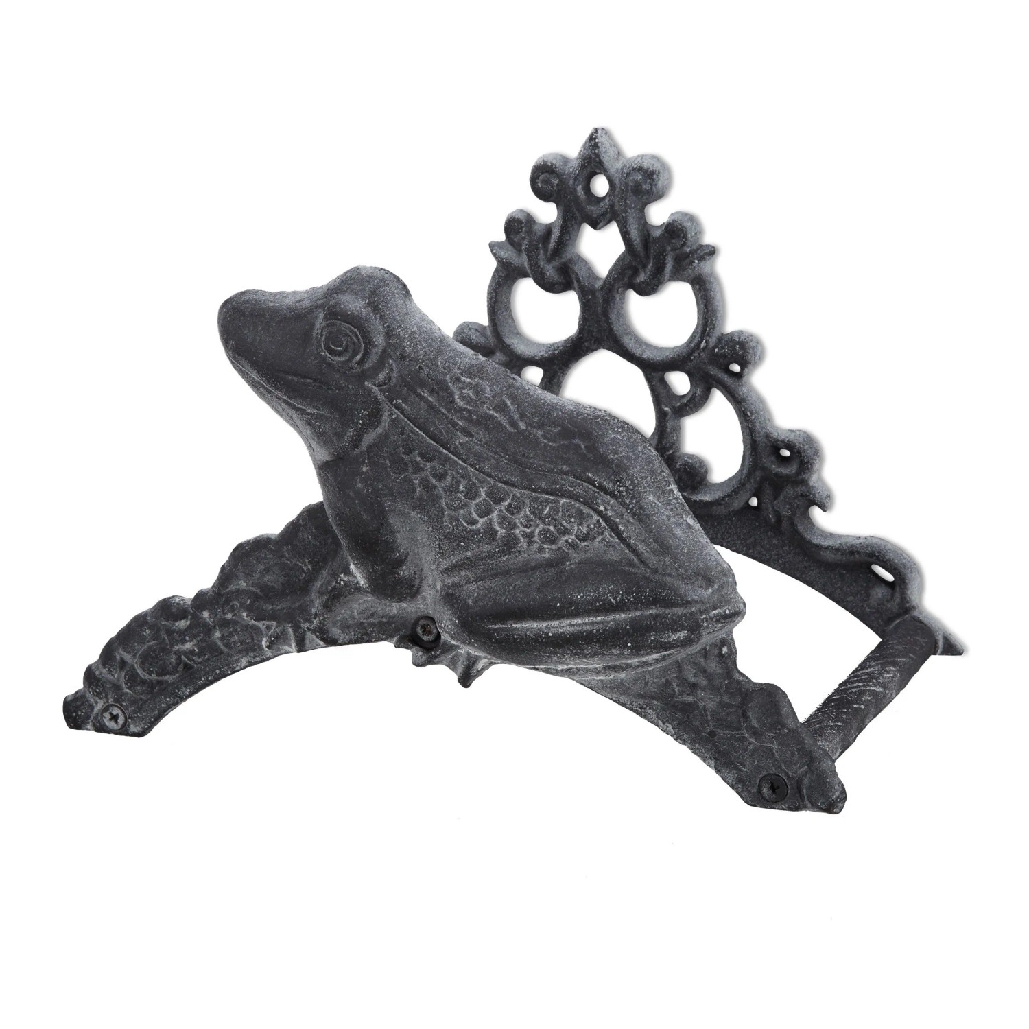 Relaxdays Gartenschlauchhalter Frosch Gusseisen Grau Platzsparend 18,5 cm x 27 cm x 17 cm 1,7 kg