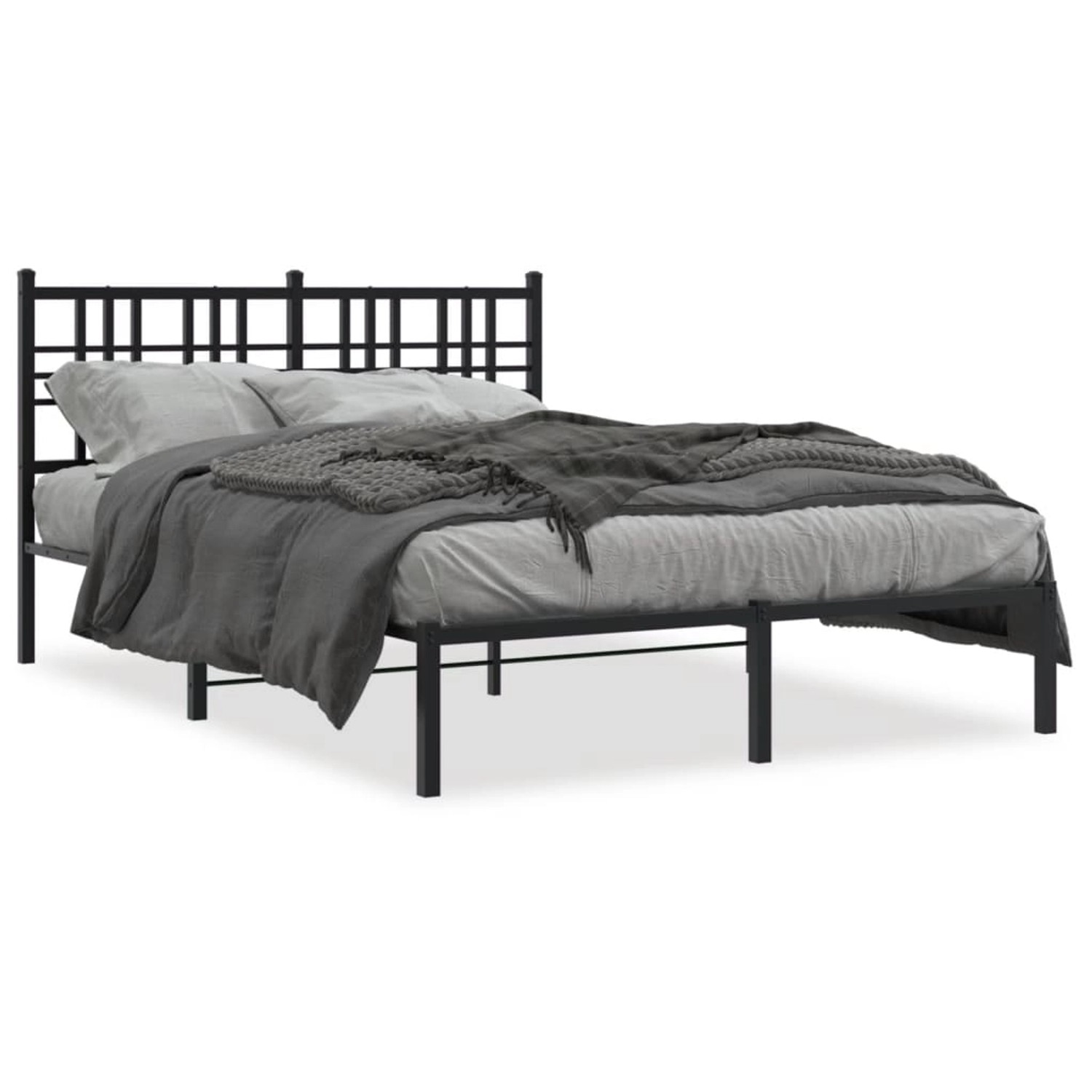 vidaXL Bettgestell mit Kopfteil Metall Schwarz 120x190 cm 376321 günstig online kaufen