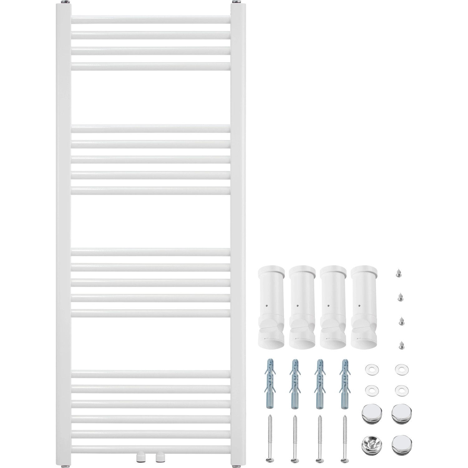 Weißer Badheizkörper Wuppertal MA 453W (120x50cm) mit Montageset.