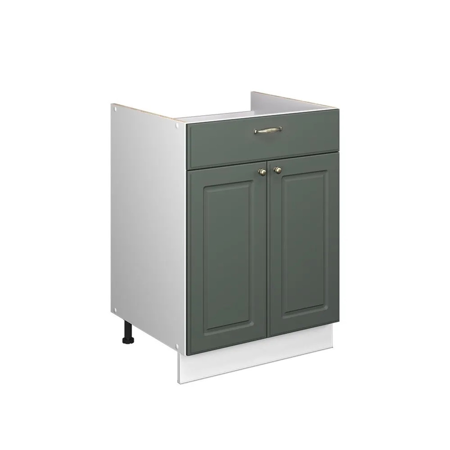 Vicco Unterschrank für Spüle/Kochfeld Fame-Line Grün-Gold Landhaus/Weiß 60 x 82 mit Schublade ohne Arbeitsplatte Art Nr 60961