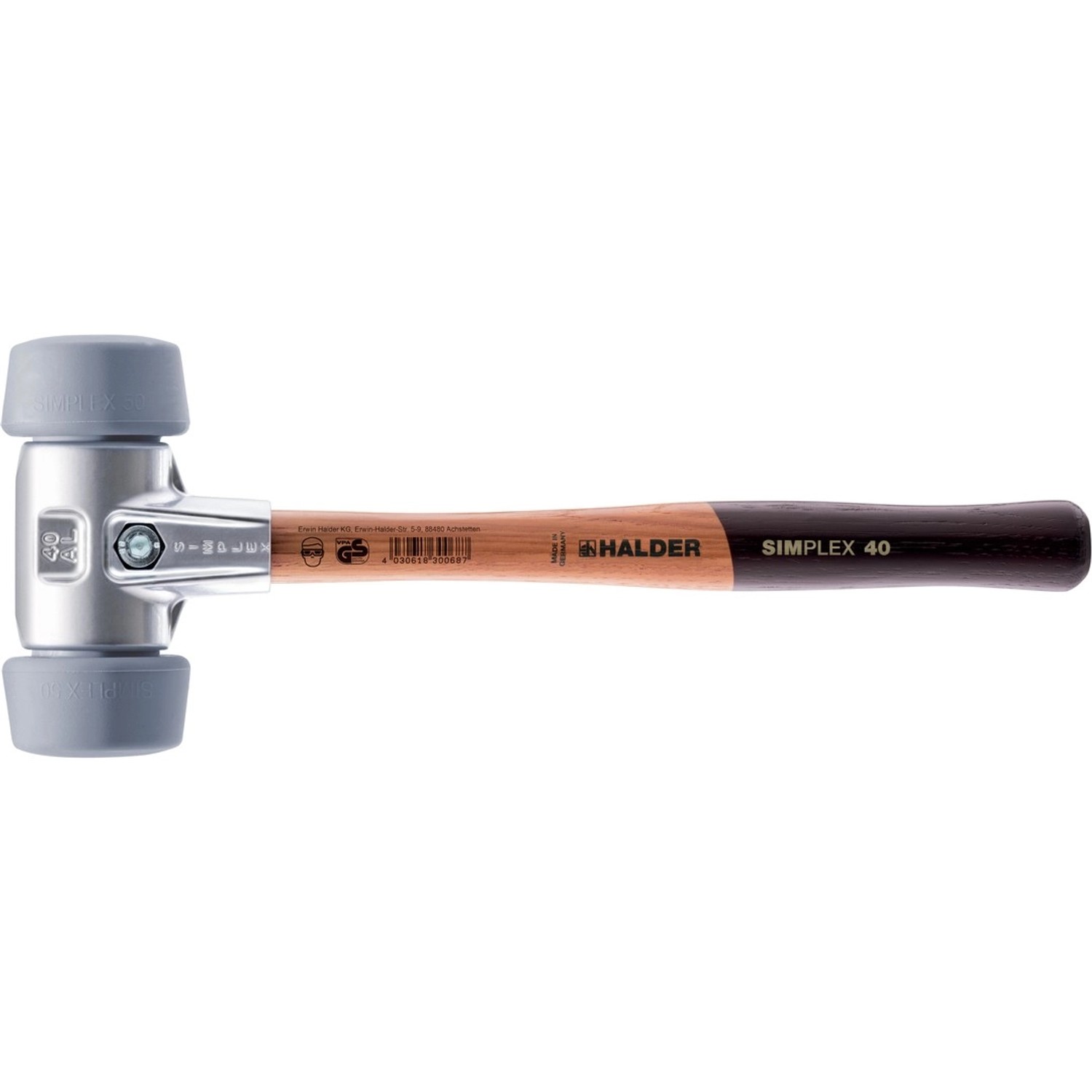 Halder Simplex Schonhammer Ø 50 40 mm TPE-mid Grau mit Aluminiumgehäuse günstig online kaufen