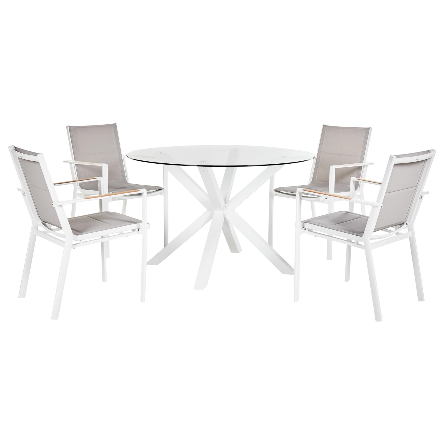 Beliani Gartentisch Set MALETTO/BUSSETO Weiss Grau Heller Holzfarbton Trans günstig online kaufen