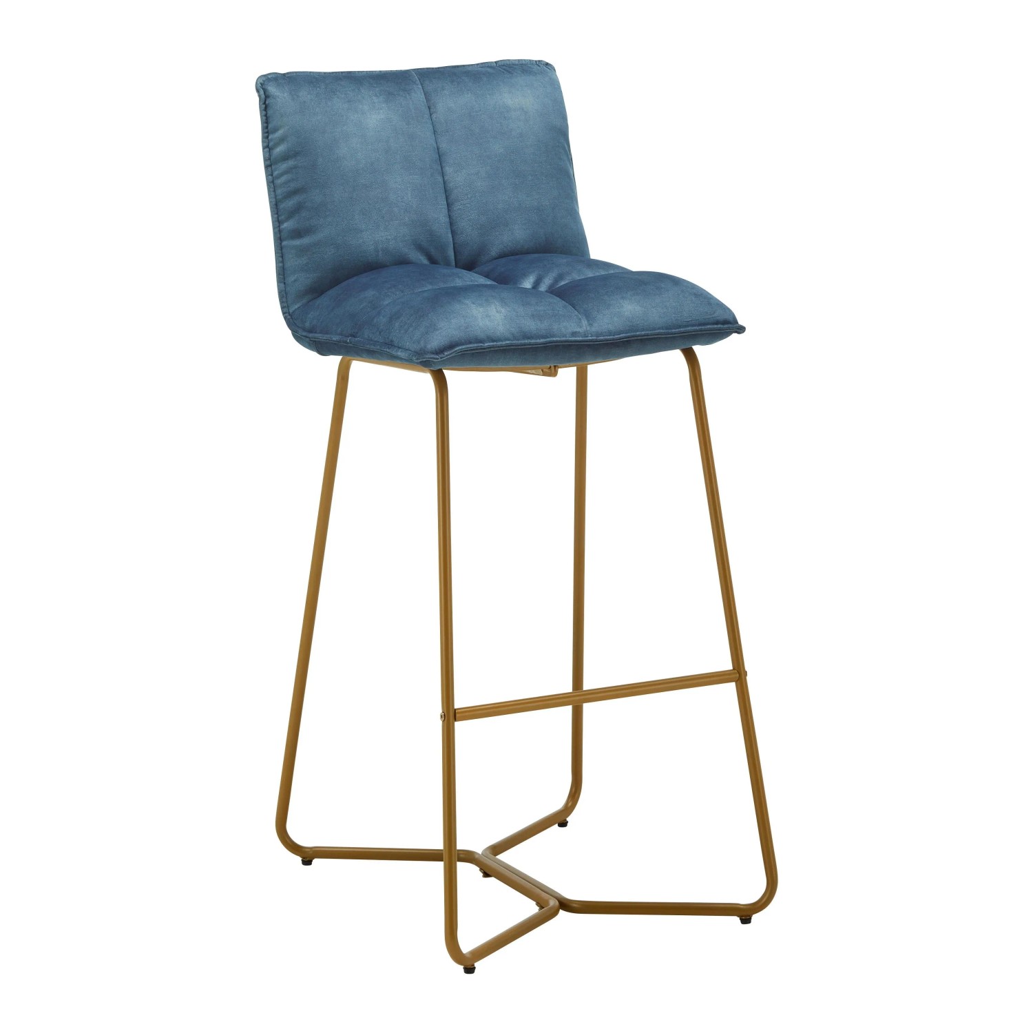 Bessagi Home Barhocker Fonia Blau Samt Gepolstert