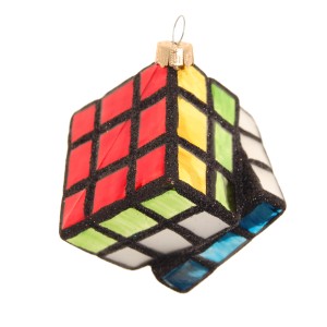 Krebs Glas Lauscha Zauberwürfel, bunte Weihnachtsbaumkugel aus Glas, 6 cm.