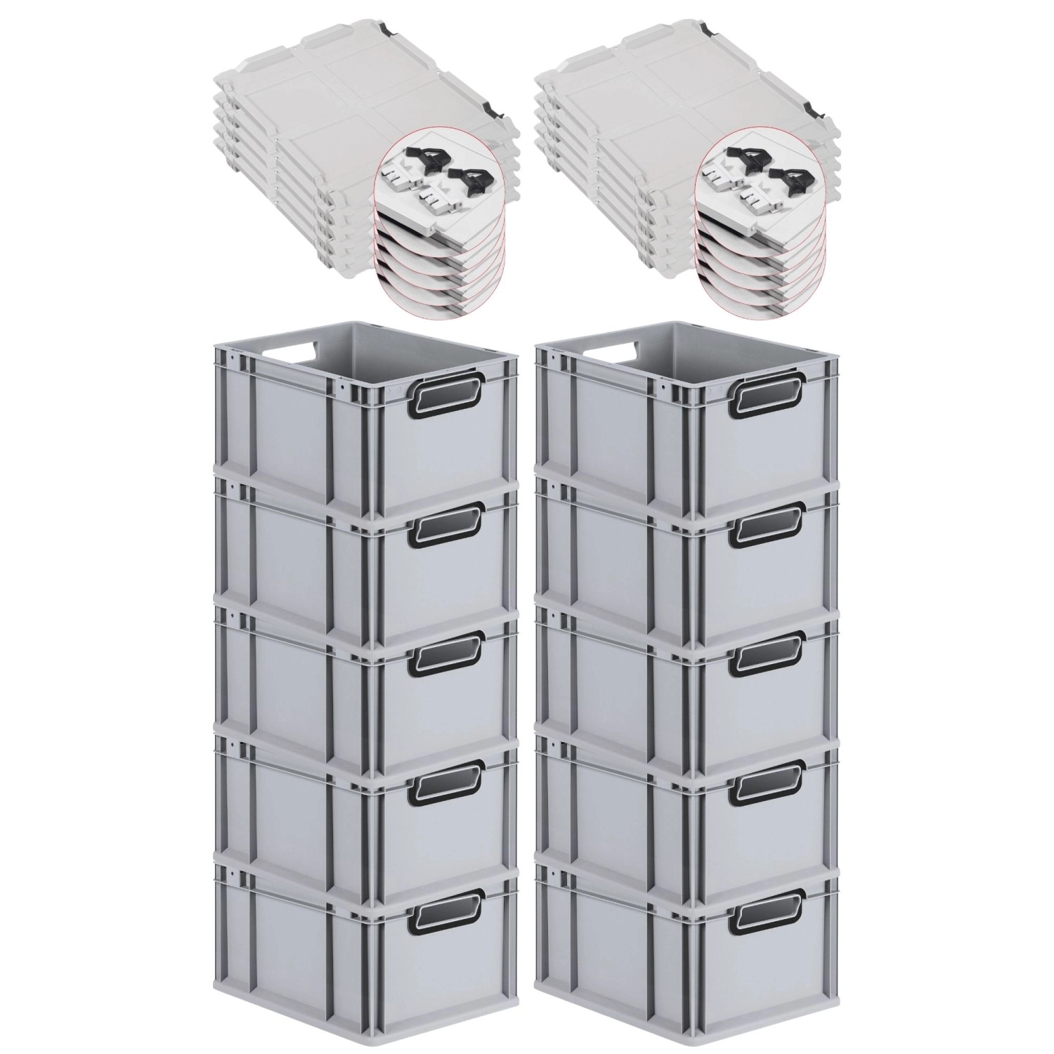 PROREGAL SuperSparSet 10x Eurobox Nextgen Color Mit Scharnierdeckel HxBxT 2 günstig online kaufen