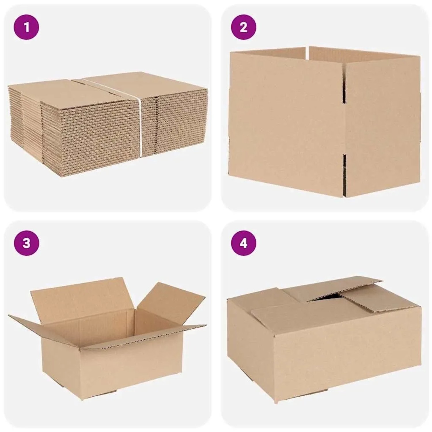 vidaXL Faltboxen 50er Set, Naturkarton, 25x17,5x10cm, zur Aufbewahrung und Ordnung.