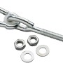 SwingKing Schaukelhaken mit Karabiner M12, 10 cm, verzinkt, mit Muttern und Ringen für Gartenspielgeräte.