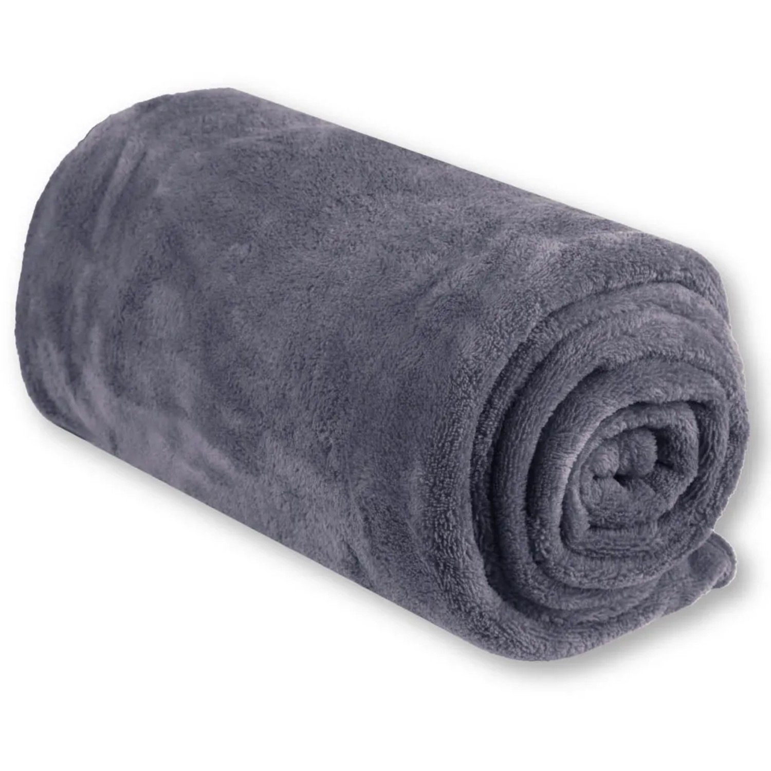 Gerollte, anthrazitfarbene Mikrofaser Decke (150x200 cm) von Bestgoodies.