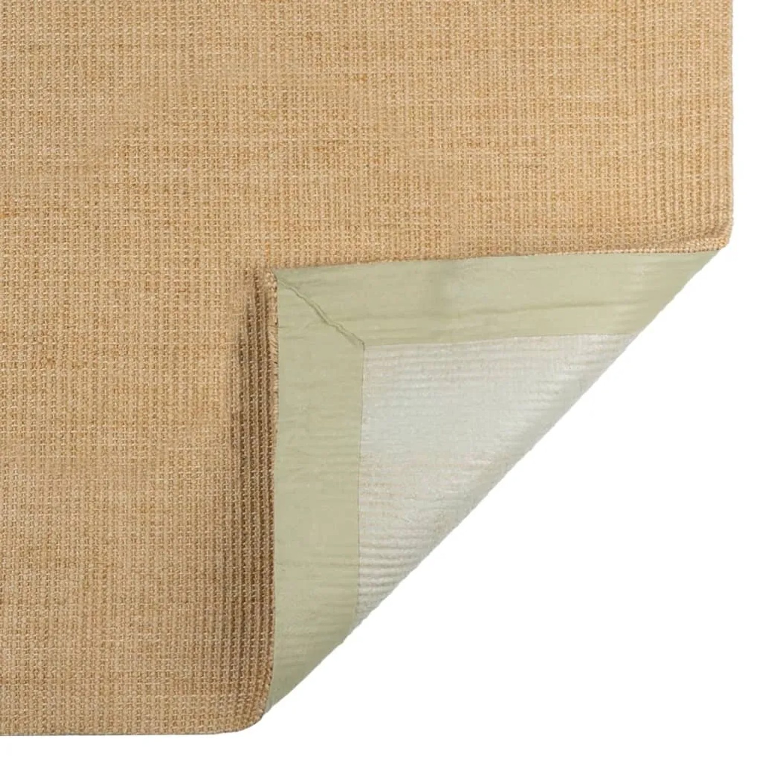 Detailansicht des naturfarbenen Sisal Teppichs 100x150 cm mit hellgrüner Bordüre.
