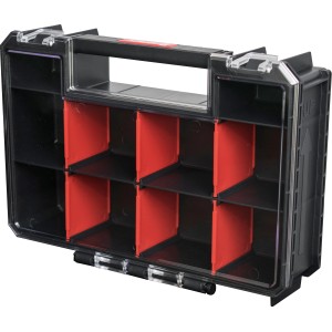 Qbrick System Multi Werkzeugkoffer mit Fächern und Tragegriff, ideal für Kleinteile.