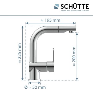 Schütte Waschtischarmatur London, Chrom, mit Maßen 225x195x200 mm und Ø 50 mm