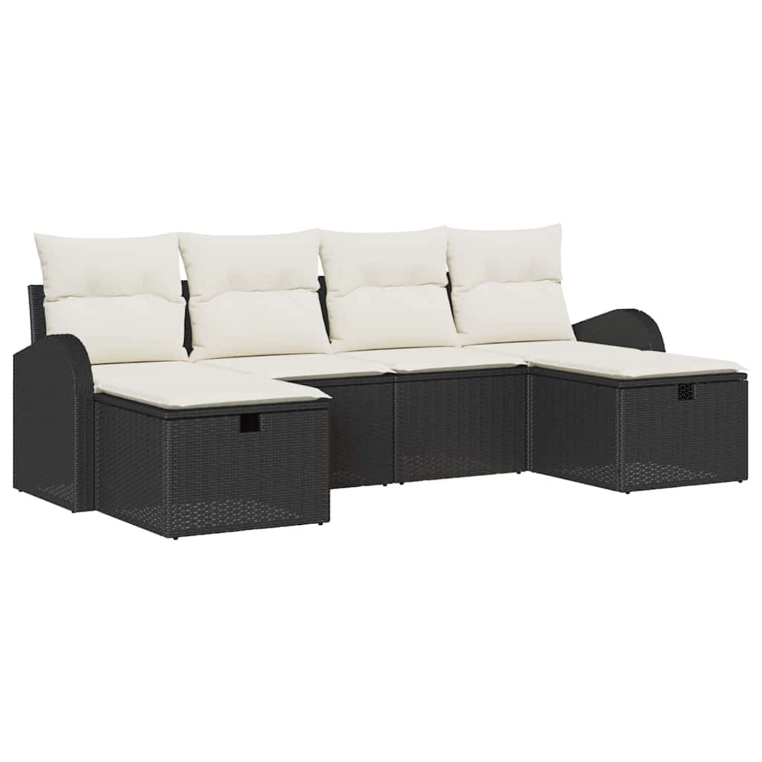 vidaXL Garten-Sofa-Set mit Kissen 6-Tlg Schwarz Poly Rattan 3360448 günstig online kaufen
