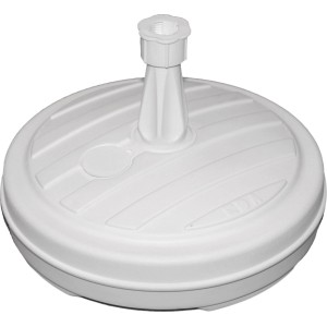 Weißer Schirmständer aus Polypropylen für Sonnenschirme mit 13 l Fassungsvermögen.