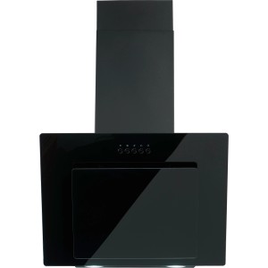 Schwarze, kopffreie PKM Dunstabzugshaube 9039X aus Glas, 60 cm breit.
