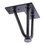 Schwarzes SOTECH Haarnadelbein aus Stahl, 150 mm hoch, mit drei Streben und Bodenschutz. Perfektes Möbelbein.