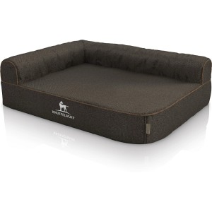 Knuffelwuff Eck Hundebett Marlie XXL, orthopädisch, Velours, 120x80cm, Lehne links, schwarz.