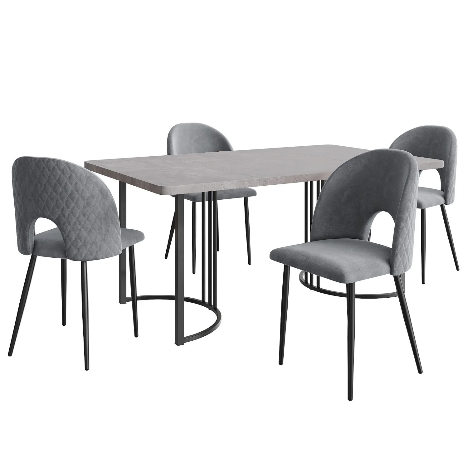 Merax Essgruppe 5-Teilig 140x80 Grau Grau Samt Diamantmuster