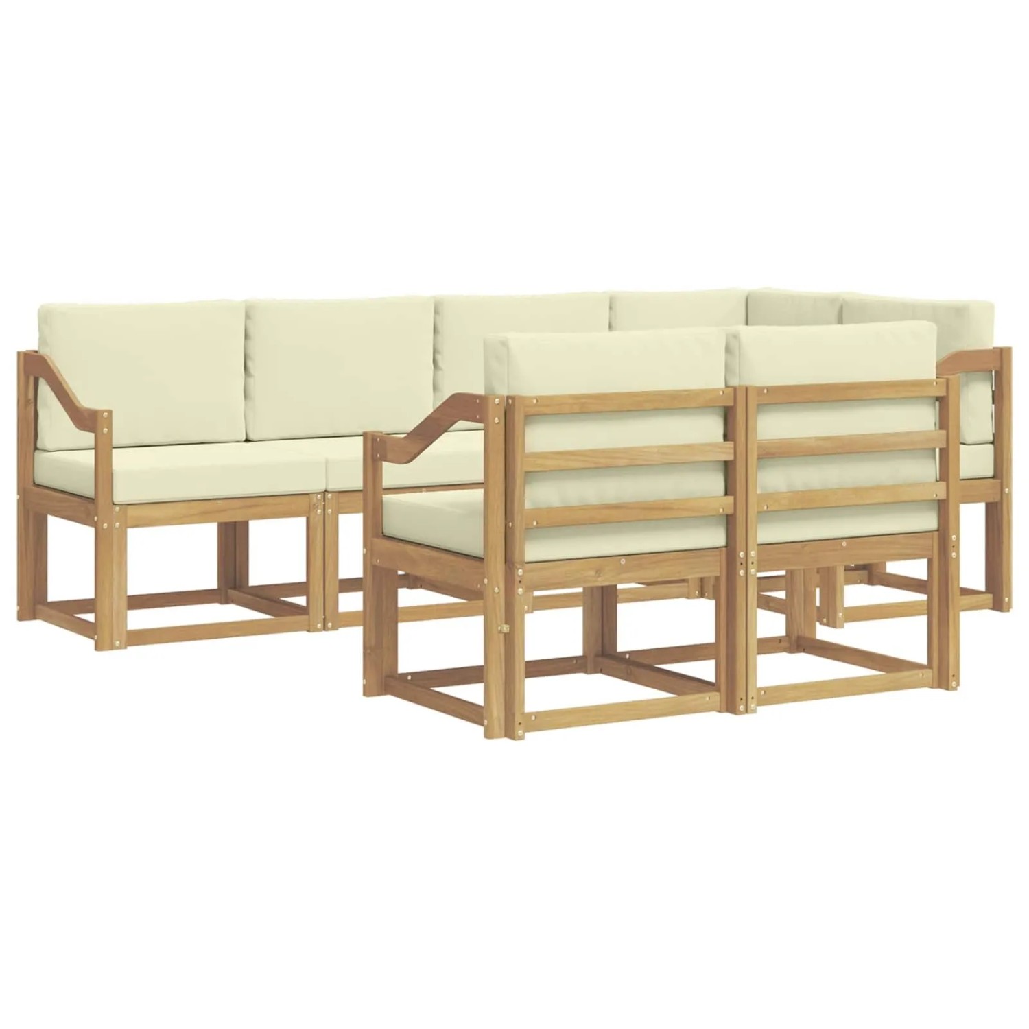 vidaXL Outdoor-Sofagarnitur mit Kissen 7-Tlg Weiß und Creme Polyester 3387784