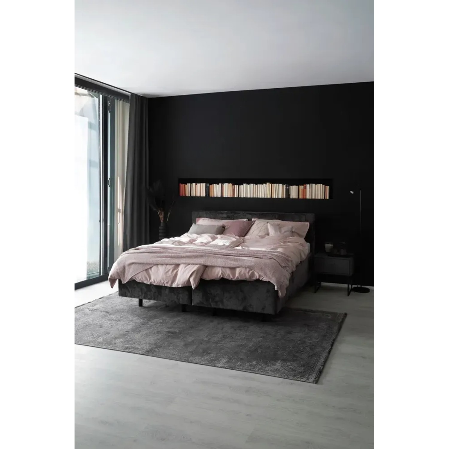Schöner Wohnen Vorhangschiene Emilia, 1-läufig, 200 cm, Schwarz-Matt im Schlafzimmer.