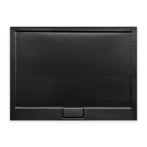 KOLMAN Duschwanne rechteckig schwarz 120x90 cm in Steinoptik. Flache, rutschhemmende Dusche mit Ablaufgarnitur.