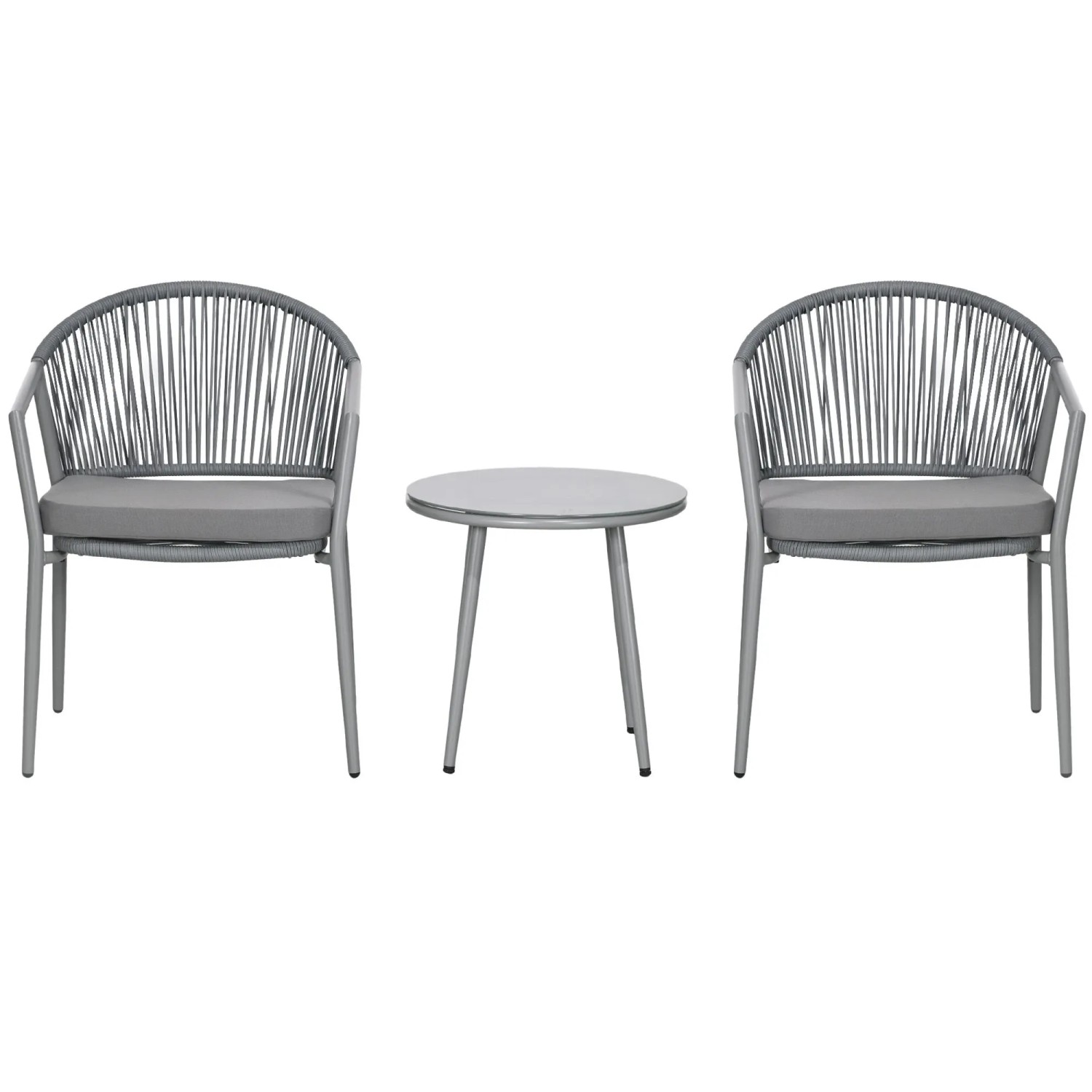 Furnicato Gartenmöbel-set 2 Stühle & 1 Tisch Rattanoptik Grau